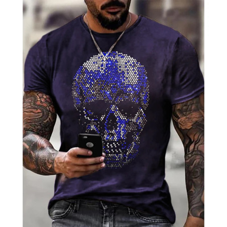 T-shirt tête de mort effet strass : 6 couleurs au choix !