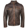 Blouson Veste Cuir Marron Tête de Mort Moto