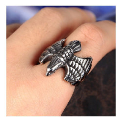 Bague  corbeau Vintage en acier