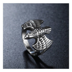 Bague  corbeau Vintage en acier vue dessus