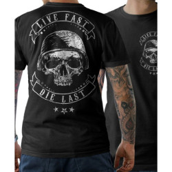 Tshirt tête de mort Biker Moto imprimé Live Fast, vue dos