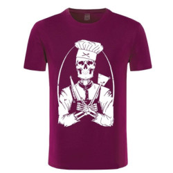 Tshirt tête de mort Chef Cuisiner - couleur burgundy