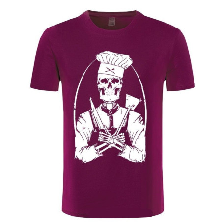 Tshirt tête de mort Chef Cuisiner - couleur burgundy