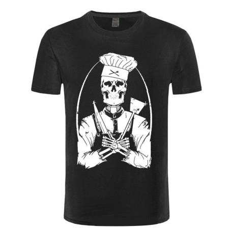 Tshirt tête de mort Chef Cuisiner - couleur noir