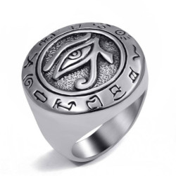 Bague Chevalière motif Oeil d'Horus en acier inoxydable pour hommes