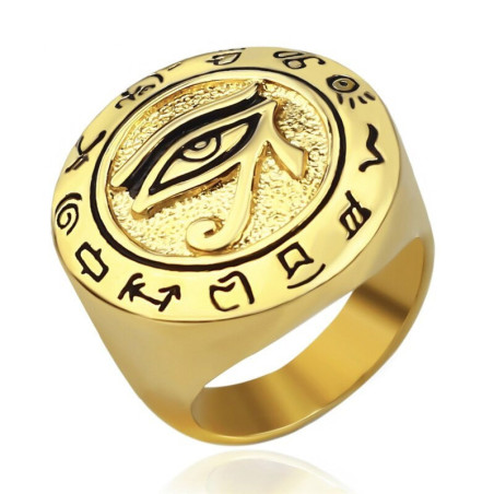 Bague Chevalière motif Oeil d'Horus en acier inoxydable pour hommes