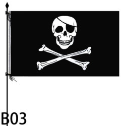 Drapeau de Pirate 90x154cm en Polyester avec œillets en laiton