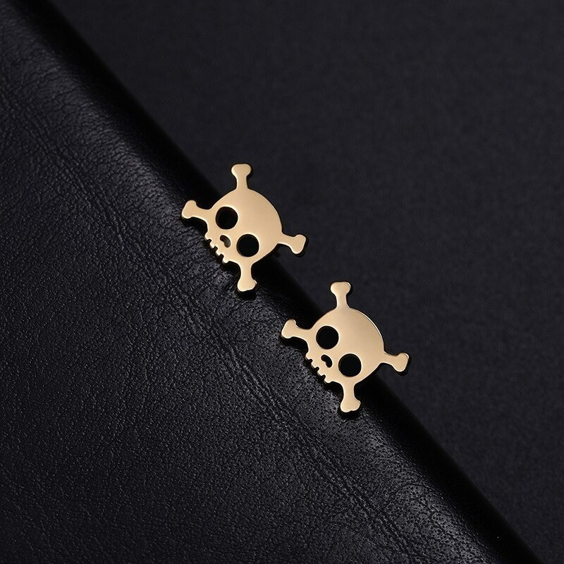 Boucles d'oreilles tête de mort couleur or