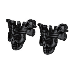 boucles d'oreilles tête de mort couronne en acier inoxydable 316L hommes modèle noir