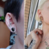 Boucles d'oreilles Tête de mort Piercing 2 pièces tunnel vue portée