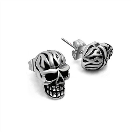 Boucles d'oreilles crâne rétro couleur argent modèle 2