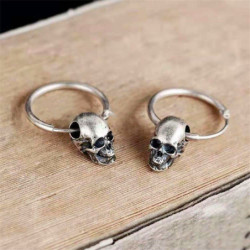 Boucles d'oreilles tête de mort vintage argent S925 détails