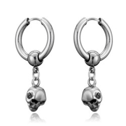 Boucles d'oreilles tête de mort en acier inoxydable vintage en forme de crâne pour femmes et hommes - la paire