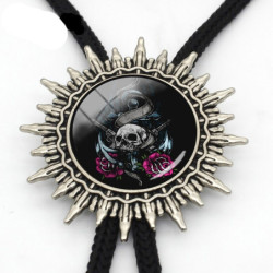 Cravate Bolo tête de mort  punk rock - multiples motifs au choix !