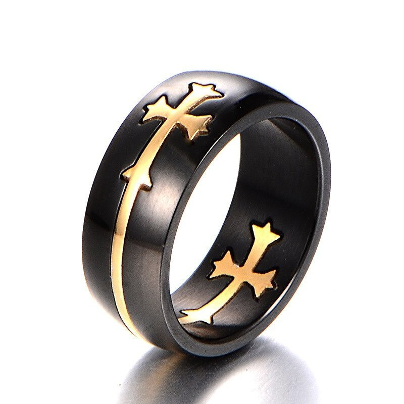 Bague Templier avec croix amovible - modèle or