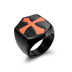 Bague Templier en titane et acier inoxydable couleur noir