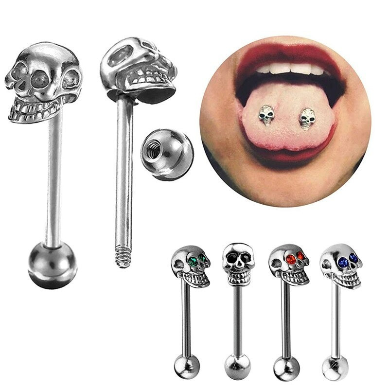 Piercing tête de mort  Piercing en cristal pour femme pour Langue et Mamelon 