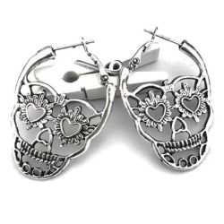 Boucles d'oreille Tête de Mort couleur argent