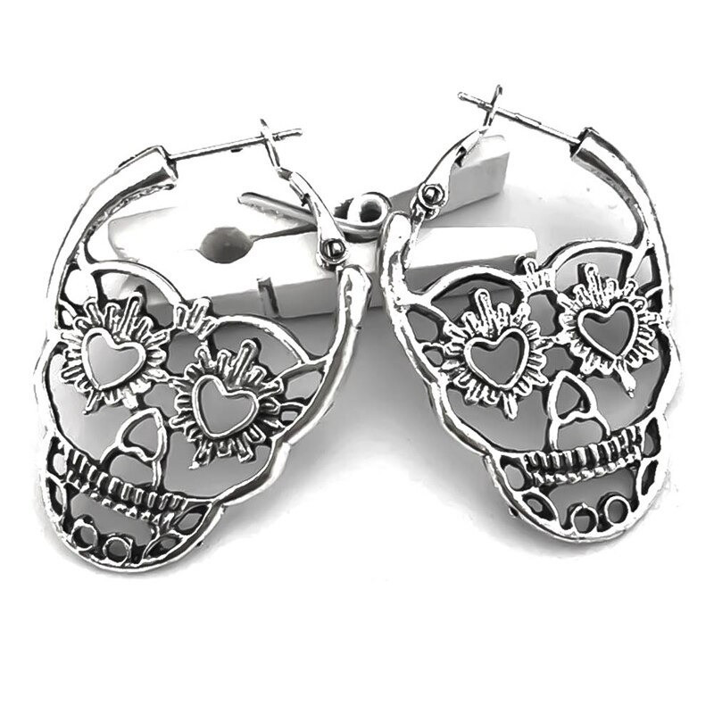 Boucles d'oreille Tête de Mort couleur argent