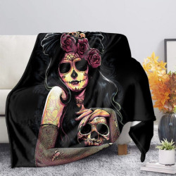 Plaid tête de mort Santa Muerte colorés et design Dia de los Muertos