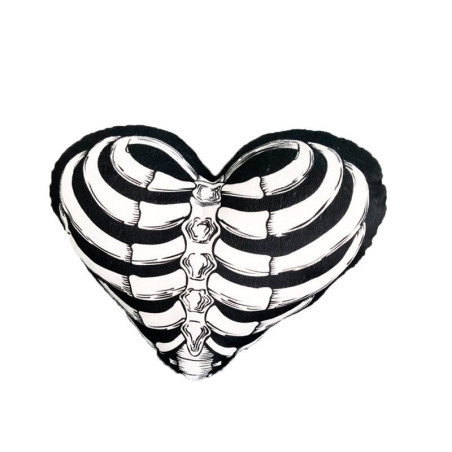 Coussin en forme de cœur tête de mort squelette