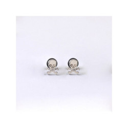 Bouchons extensseurs d'oreilles tête de mort de pirate modele argent