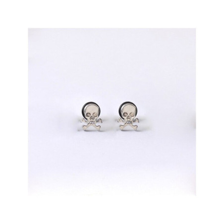 Bouchons extensseurs d'oreilles tête de mort de pirate modele argent