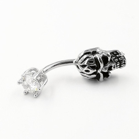 Piercing tête de mort pour nombirl, en argent Sterling 925 vue droit