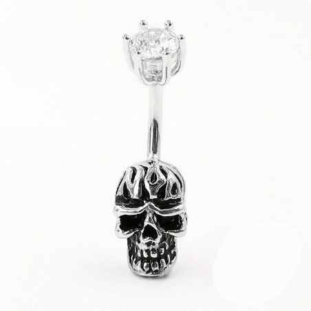 Piercing tête de mort pour nombirl, en argent Sterling 925 vue face