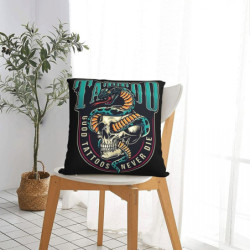 Housse de coussin tête de mort Avec Cobra Tatouage