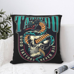 Housse de coussin tête de mort Avec Cobra Tatouage details