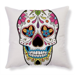 Housse de coussin tête de mort Santa Muerte Corlorés - modele 1