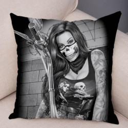 Housse de coussin tête de mort crâne mortars Bikers - modele 1