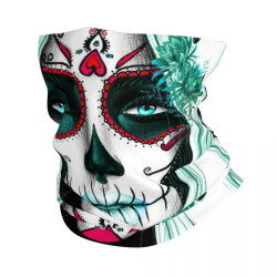 Masque Facial UV Tete de Mort Mexicaine Multi-usages - modèle 2