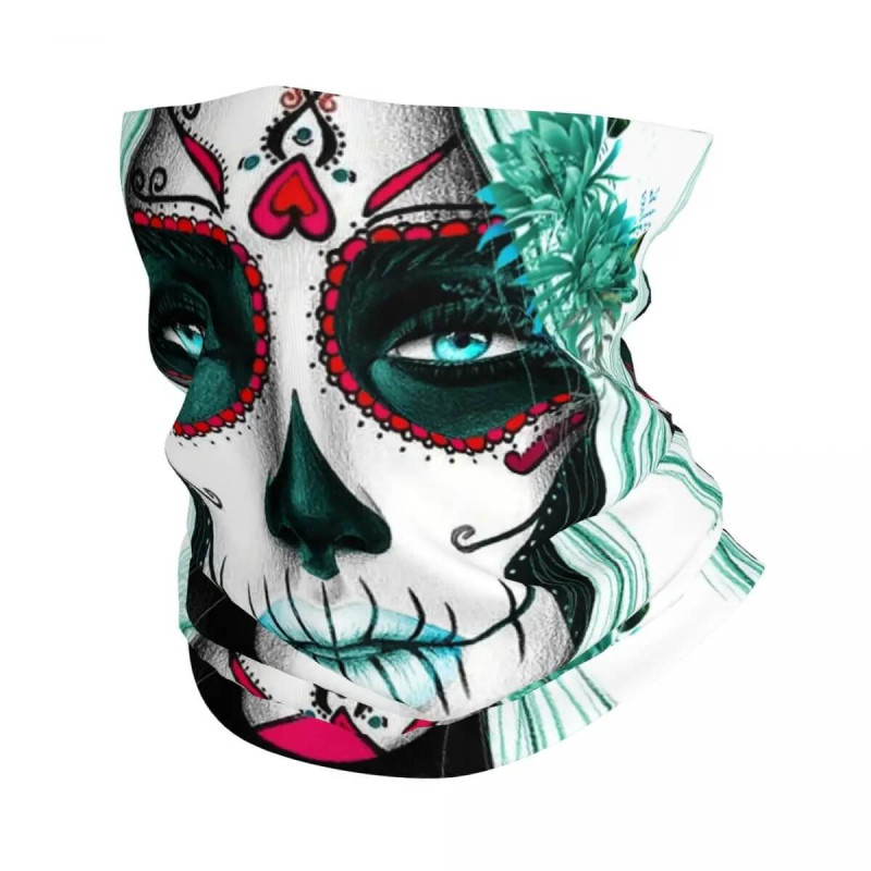 Masque Facial UV Tete de Mort Mexicaine Multi-usages - modèle 2