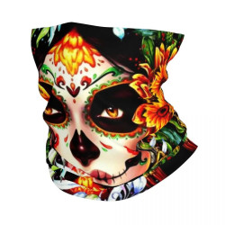 Masque Facial UV Tete de Mort Mexicaine Multi-usages - modèle 3