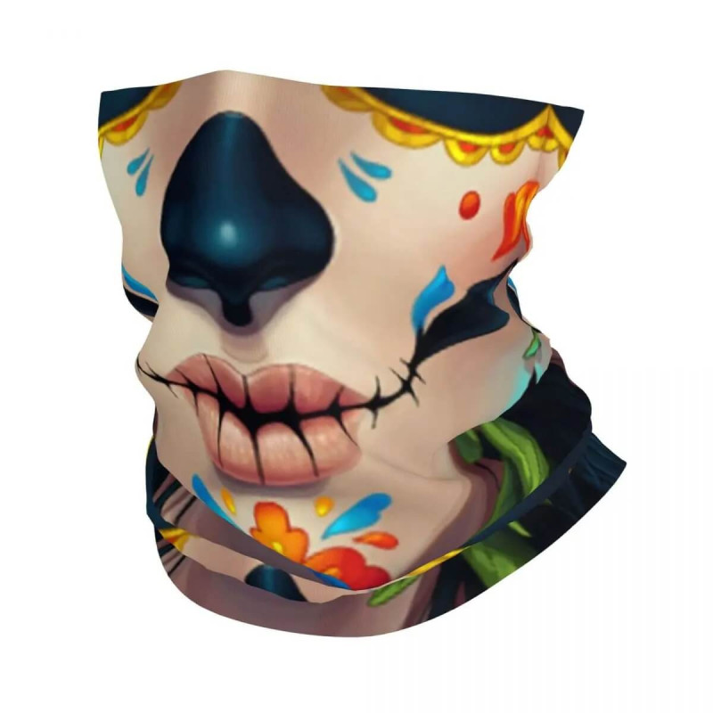 Masque Facial UV Tete de Mort Mexicaine Multi-usages - modèle 4