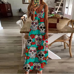 Longue Robe de Plage Calavera Elegance Estivale et Coloree