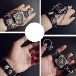 détails Montre Bracelet Tête de Mort Crane de Pirate Steampunk