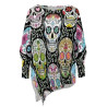 détails Grand T-shirt Tête de Mort Mexicaine – Calaveras Colorées