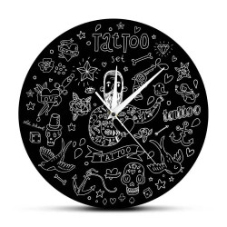 Horloge Tête de Mort Tattoo - Modèle 2 - sans cadre