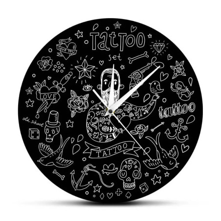 Horloge Tête de Mort Tattoo - Modèle 2 - sans cadre