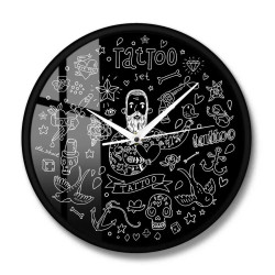 Horloge Tête de Mort Tattoo - Modèle 2 - avec cadre