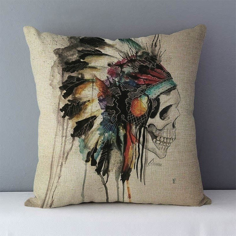 Housse de coussin tête de mort de canapé décoratif  45x45cm - modele 1