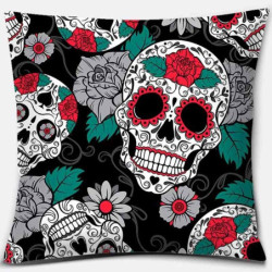 Housse de coussin tête de mort de canapé Crâne Mexicains colorés et design - modele 1