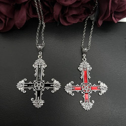 Pendentif Croix anti christ Gotique en acier inoxydable - 2 couleurs au choix