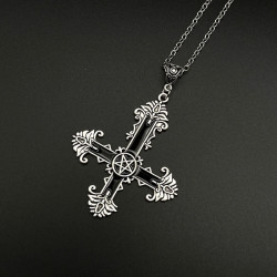 Pendentif Croix anti christ Gotique en acier inoxydable - couleur noir
