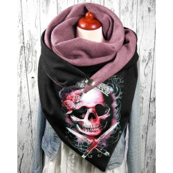 Châle tête de mort, en cachemire doublé en polyester - couleur rouge