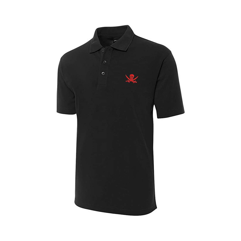 Polo Brodé Tête de mort Pirates pour homme Couleur Noir