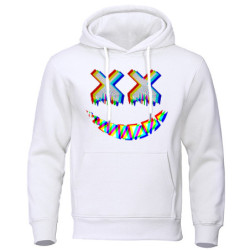 Sweatshirt Tête de Mort Psychédélique Capuche Couleur Blanc